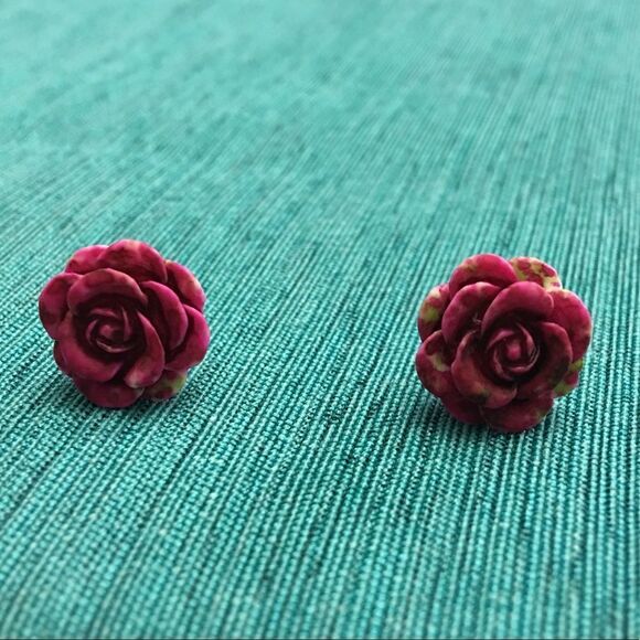 (K2) Pink Flower Earrings - Picture 2 of 6